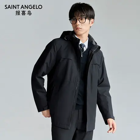 【内胆白鹅绒】报喜鸟冬季新款男士商务休闲兔毛皮羽绒服保暖外套商品大图