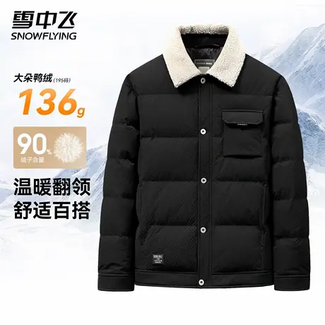 雪中飞男士短款羽绒服鸭绒2025新款冬季翻领时尚休闲外套保暖百搭商品大图