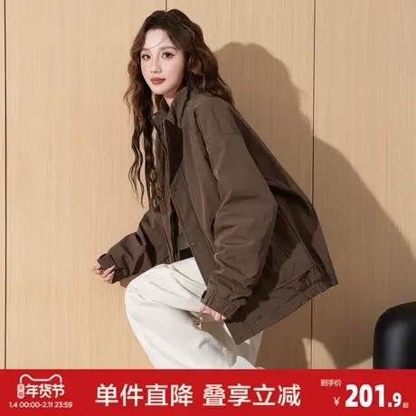 唐狮2026冬季女立领夹克棉衣外套帅气简约休闲宽松百搭夹棉图片