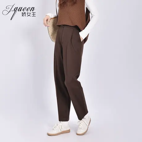 毛呢哈伦裤女秋冬季新款时尚休闲高腰显瘦烟管九分小脚西装裤子商品大图