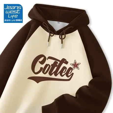 真维斯LIFE卫衣女2023新款爆款秋季上衣小众设计感撞色插肩外套C图片