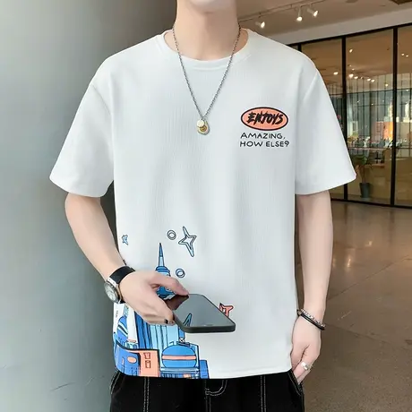 短袖T恤男夏装薄款上衣潮男装休闲半袖夏季学生圆领卫衣帅气汗衫商品大图