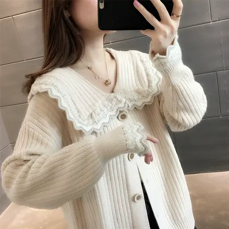 外套女2023春装新款开衫针织衫女士毛衣宽松上衣慵懒风外穿针织衫商品大图