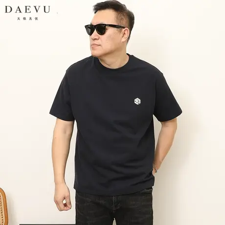 DAEVU春新款字母廓版大号潮胖子加肥加大码男款圆领中袖卫衣图片