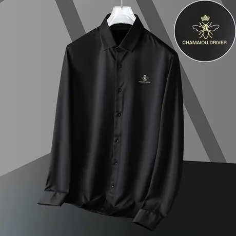 男士衬衫长袖商务正装春秋季免烫抗皱黑衬衣高级感轻熟风休闲寸衫商品大图