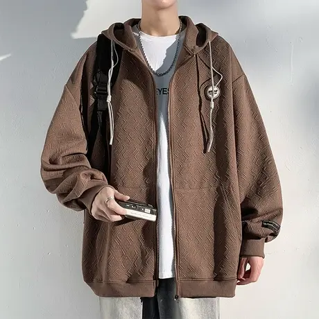 连帽开衫卫衣男款春秋季潮牌夹克男生美式oversize棒球服上衣外套商品大图