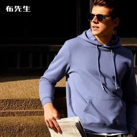 MrBu布先生袋鼠口袋纯棉卫衣男 秋冬保暖连帽抽绳上衣KT00973断码商品大图