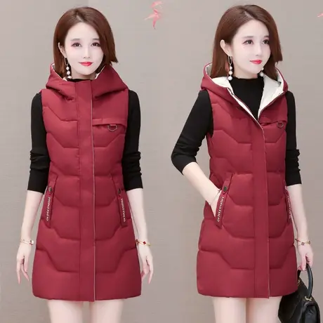 羽绒棉马甲女2023年秋冬新款韩版坎肩外穿背心中长款棉服马夹外套商品大图