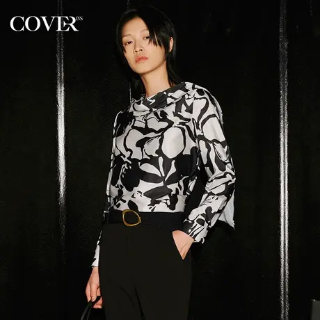 COVER秋季飘带大气水墨花H型衬衫商品大图