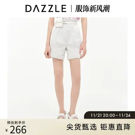 DAZZLE地素奥莱夏季小众高腰卷边水洗花苞牛仔裤短裤女商品大图