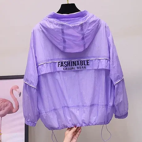 夏季新款宽松长袖防晒衣女透气韩版开衫小个子薄款风衣大码短外套商品大图