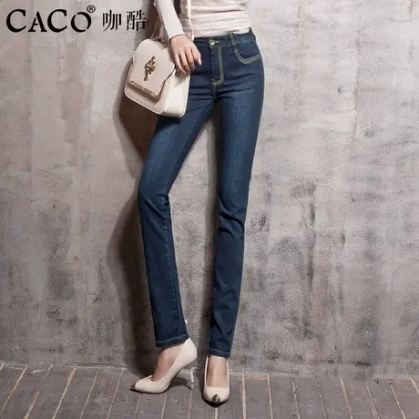 韩国小直筒牛仔裤女2025春高腰修身显瘦韩版瘦腿磨白长裤烟管裤商品大图