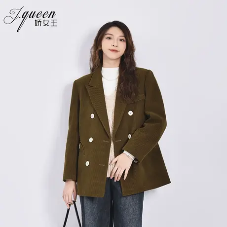 灯芯绒西装外套女春秋复古气质休闲小众高级感加绒加厚条绒小西服商品大图