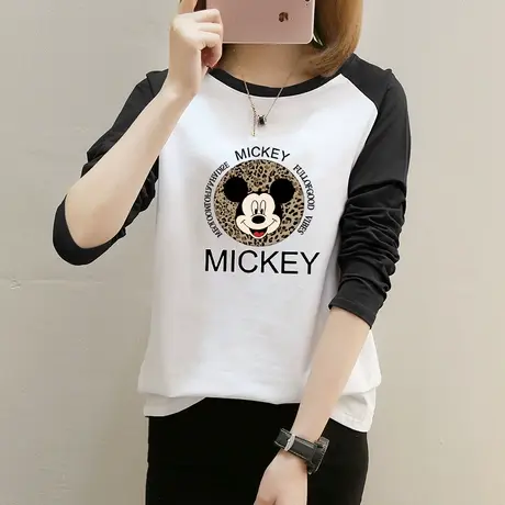 白色卡通印花纯棉长袖t恤女士设计感早秋装2022年新款内搭打底衫图片