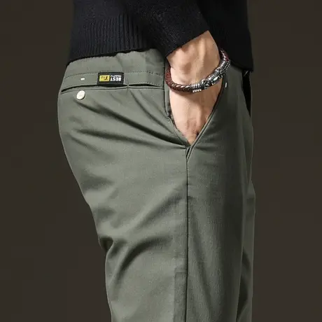 秋季男裤上班军绿色裤子男士休闲长裤直筒宽松韩版潮流百搭春秋款商品大图