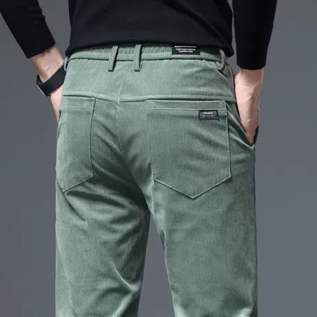 秋冬款灯芯绒男裤子休闲长裤男士加绒加厚宽松直筒灯草绒冬季条绒商品大图