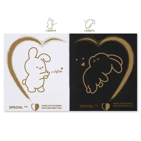 秀洛小兔子比心小众设计纯棉短袖t恤男女不一样的情侣装夏装体恤商品大图