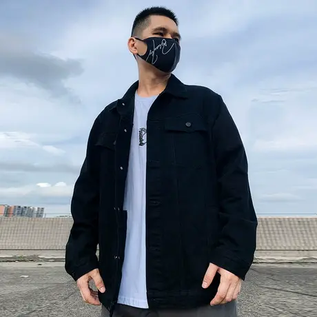 2025新款羊羔绒黑色牛仔外套大码男装加肥加大胖子夹克宽松秋冬季商品大图