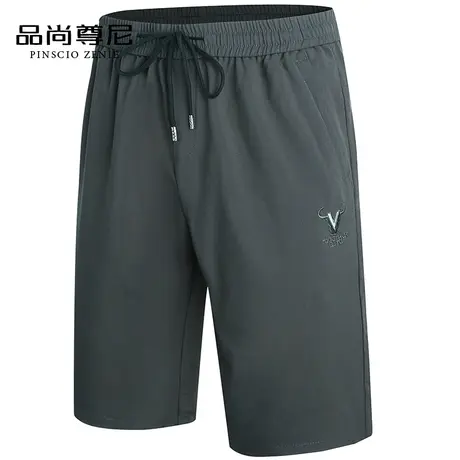 爸爸短裤外穿抽绳松紧腰男士中裤夏季休闲中老年透气五分裤子宽松图片