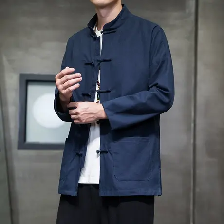 2023秋冬季夹克男中国风复古中式盘扣唐装汉服民族风大码宽松外套图片