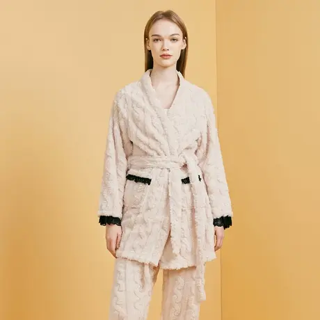 睡衣女冬季加绒加厚家居服套装2024秋冬新款珊瑚绒法兰绒两件套商品大图