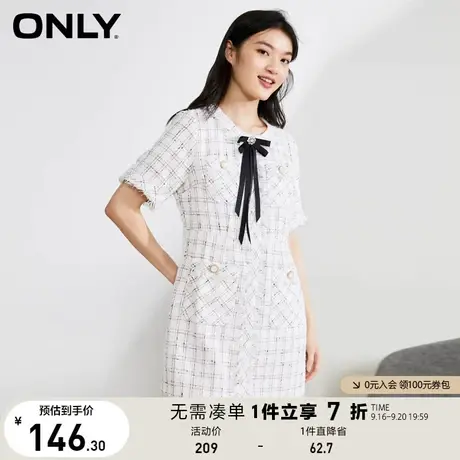 ONLY奥莱夏季蝴蝶结装饰可爱气质雪纺短袖连衣裙女图片