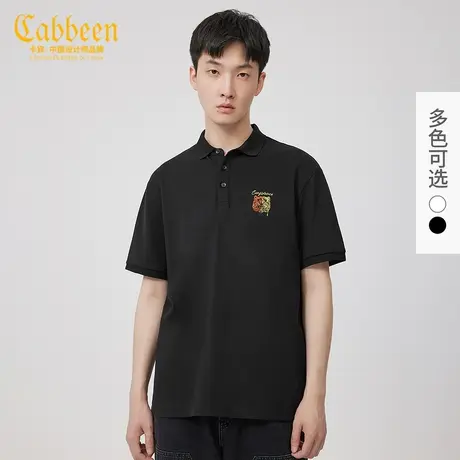 Cabbeen卡宾男装休闲polo衫春夏新款潮流双面虎头刺绣短袖A图片