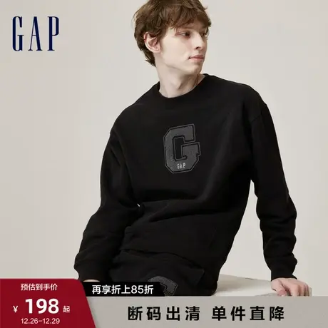 【断码优惠】Gap男女装秋冬新款LOGO碳素软磨抓绒保暖卫衣762323图片
