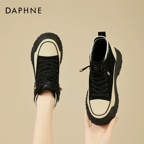 达芙妮高帮鞋女2023新款软底内增高板鞋小个子冬季加绒厚底运动鞋商品大图