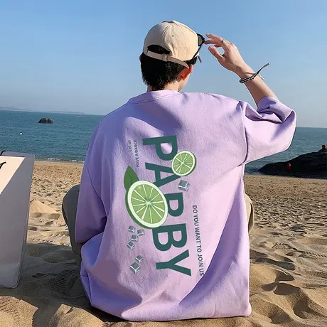 夏季短袖t恤男休闲新款多巴胺穿搭上衣男士潮牌宽松半袖情侣体恤商品大图