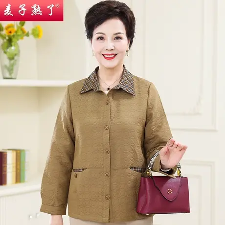 妈妈秋装2023新款长袖厚衬衫春秋洋气薄外套开衫上衣服中老年女装商品大图