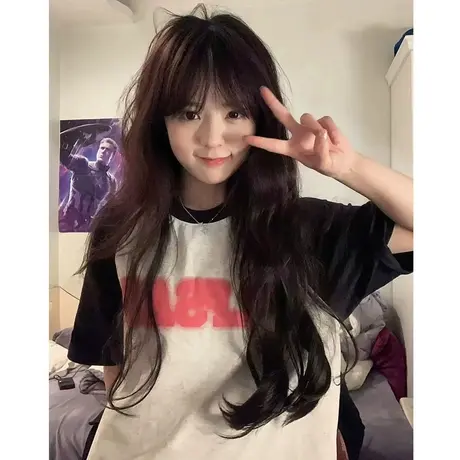 美式复古正肩纯棉短袖t恤女夏季半袖宽松潮牌ins设计感小众上衣服商品大图