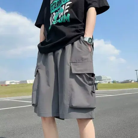 短裤男2023夏季外穿潮流百搭宽松直筒五分工装中裤潮牌薄款休闲裤商品大图