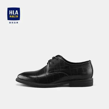 HLA/海澜之家圆头系带正装皮鞋2024新款商务牛皮革耐穿透气鞋子男商品大图