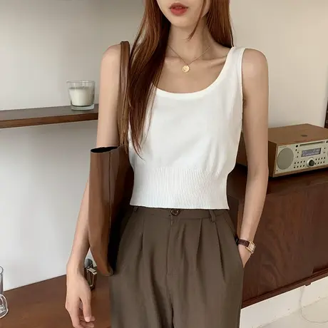 小吊带背心女夏ins心机打底潮外穿短款修身针织显瘦内搭无袖上衣商品大图