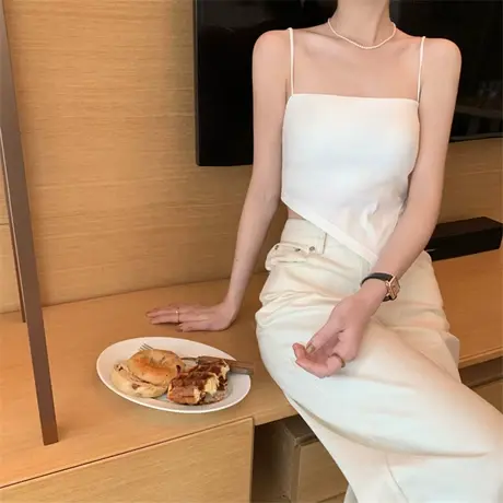 甜辣妹纯色针织小背心女内搭夏薄款外穿抹胸裹胸短款打底吊带上衣商品大图
