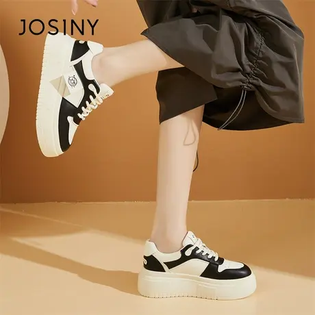 Josiny/卓诗尼真皮小白鞋女2024春季新款小个子增高休闲板鞋厚底商品大图