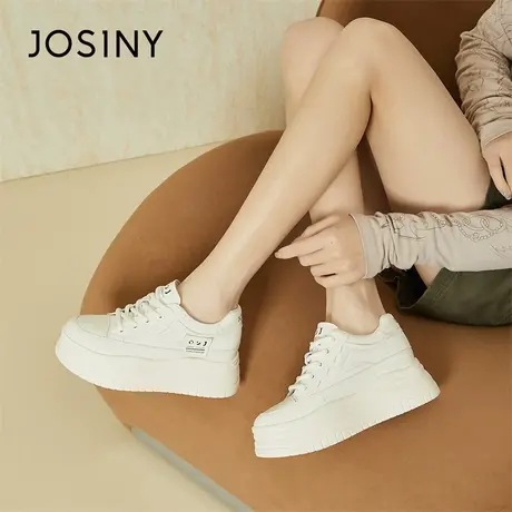 Josiny/卓诗尼休闲板鞋女2024新款春季舒适帆布鞋百搭平底乐福鞋商品大图