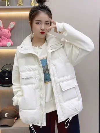 2023秋冬新款韩版羽绒棉马甲女纯色百搭多口袋保暖坎肩上衣外套潮图片