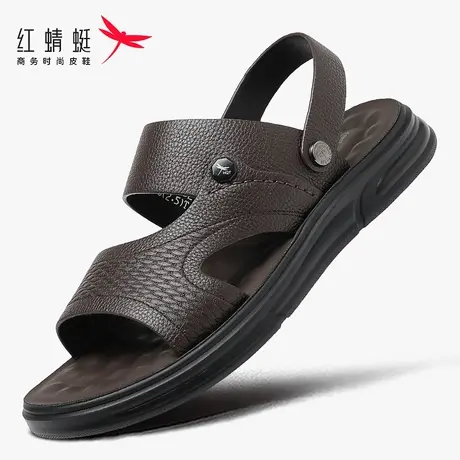 红蜻蜓男士凉鞋男款软底夏季沙滩凉拖鞋真皮防臭防滑夏天牛皮开车商品大图