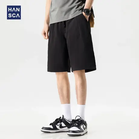 hansca155g超柔山本皱感休闲短裤男款2025夏季轻薄宽松运动五分裤商品大图