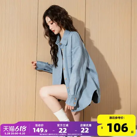 唐狮2025春季新款衬衫女长袖小个子百搭净色小众设计感休闲上衣商品大图