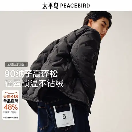 太平鸟男装 轻薄羽绒服男2024年冬季新款衬衫式压胶保暖防寒外套商品大图
