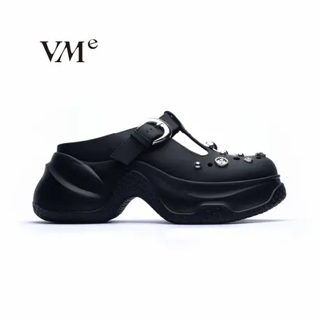 VME/舞魅2025夏季新款洞洞鞋慵懒风个性潮流舒适百搭女增高拖鞋图片