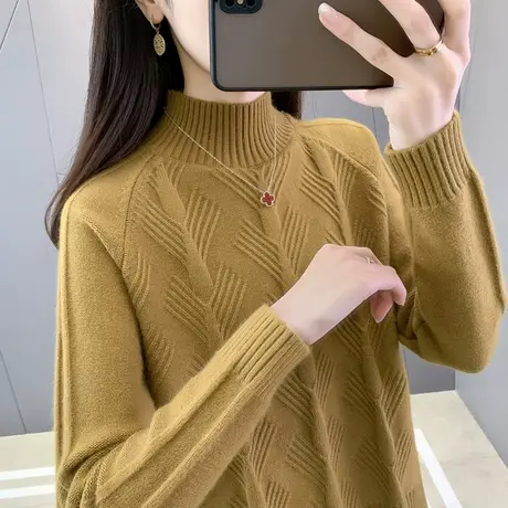 短款毛衣女士配裙子秋冬2023新款洋气内搭小个子半高领打底衫加厚图片