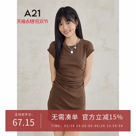 A21短袖包臀裙女士夏季修身性感辣妹风纯色连衣裙图片
