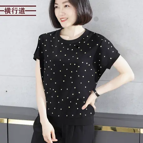 圆领雪纺碎花短袖2023新夏装半袖休闲宽松女上衣外穿大码女装小衫图片