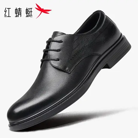 红蜻蜓男鞋新款鞋子男士休闲皮鞋男商务正装真皮头层牛皮软底黑色商品大图