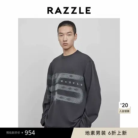 RAZZLE 地素男装黑色2025春季重工长袖卫衣图片