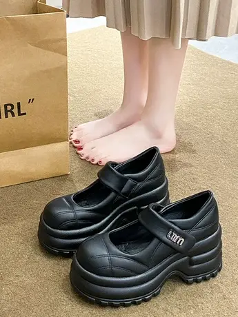 厚底松糕玛丽珍女鞋2023秋季新款增高女鞋百搭运动休闲魔术贴单鞋商品大图